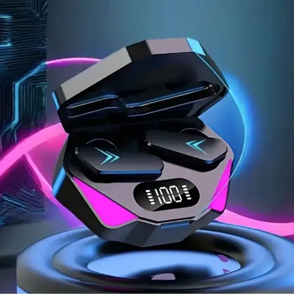 NEW Wireless Bluetooth Headphones with Charging Case - Black and Pink